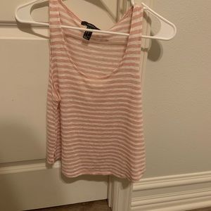 Blush pink and white striped tank top